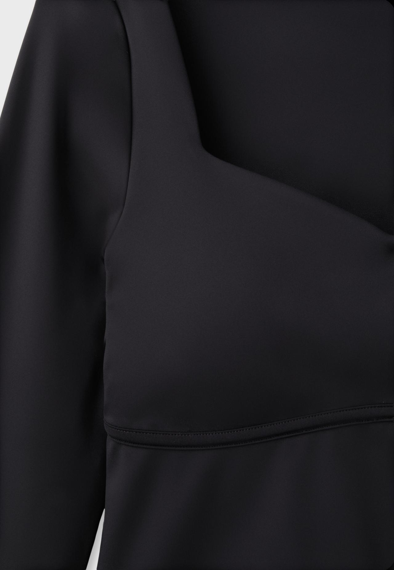 Long sleeve sweetheart neckline top with cups — Black