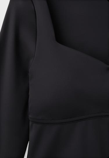 Long sleeve sweetheart neckline top with cups — Black 9