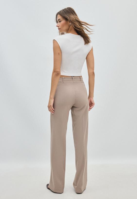 Stradivarius Wide-Leg Trousers Beige 8