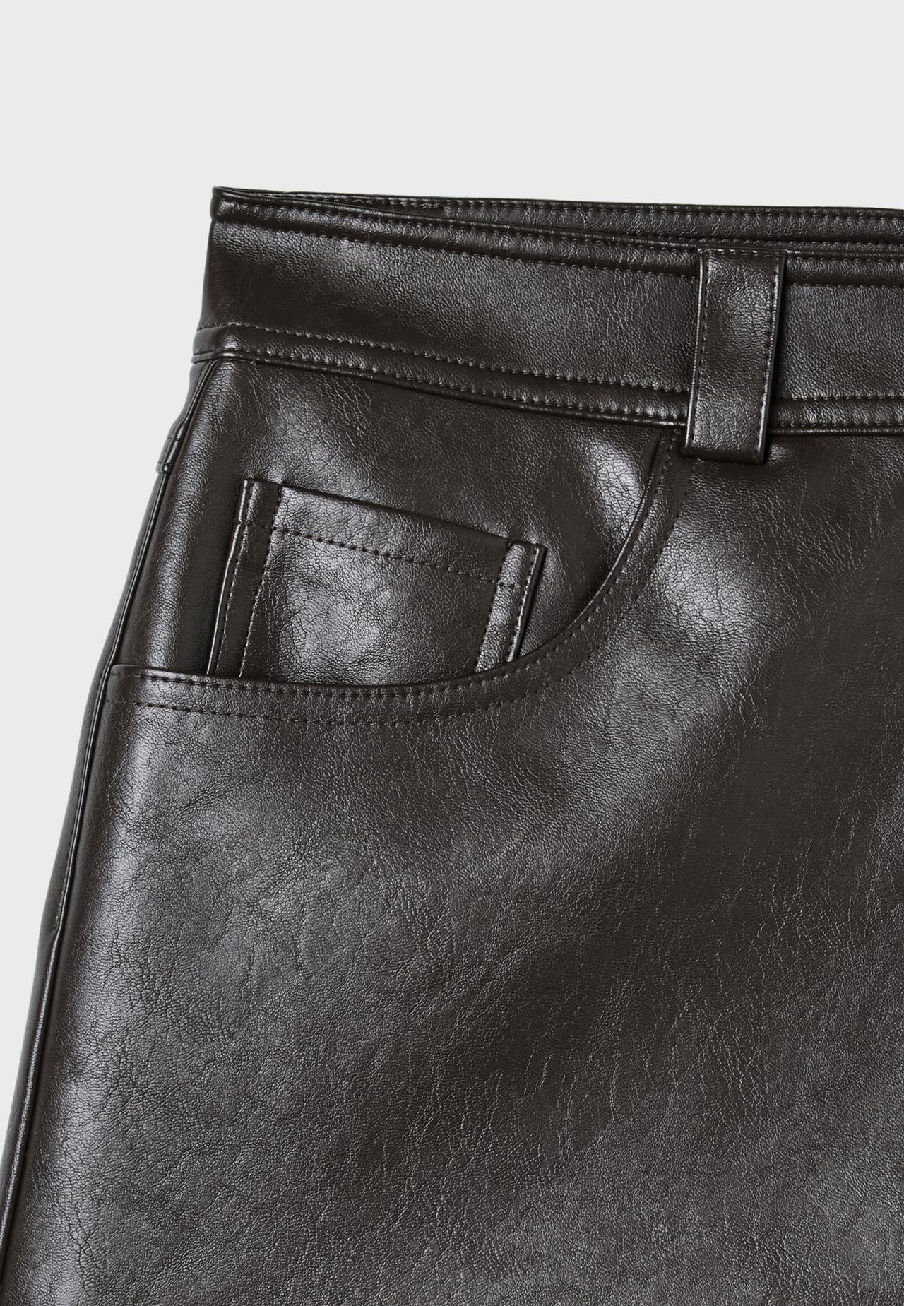 D62 leather effect skort — Brown