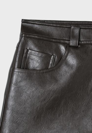 D62 leather effect skort — Brown 9