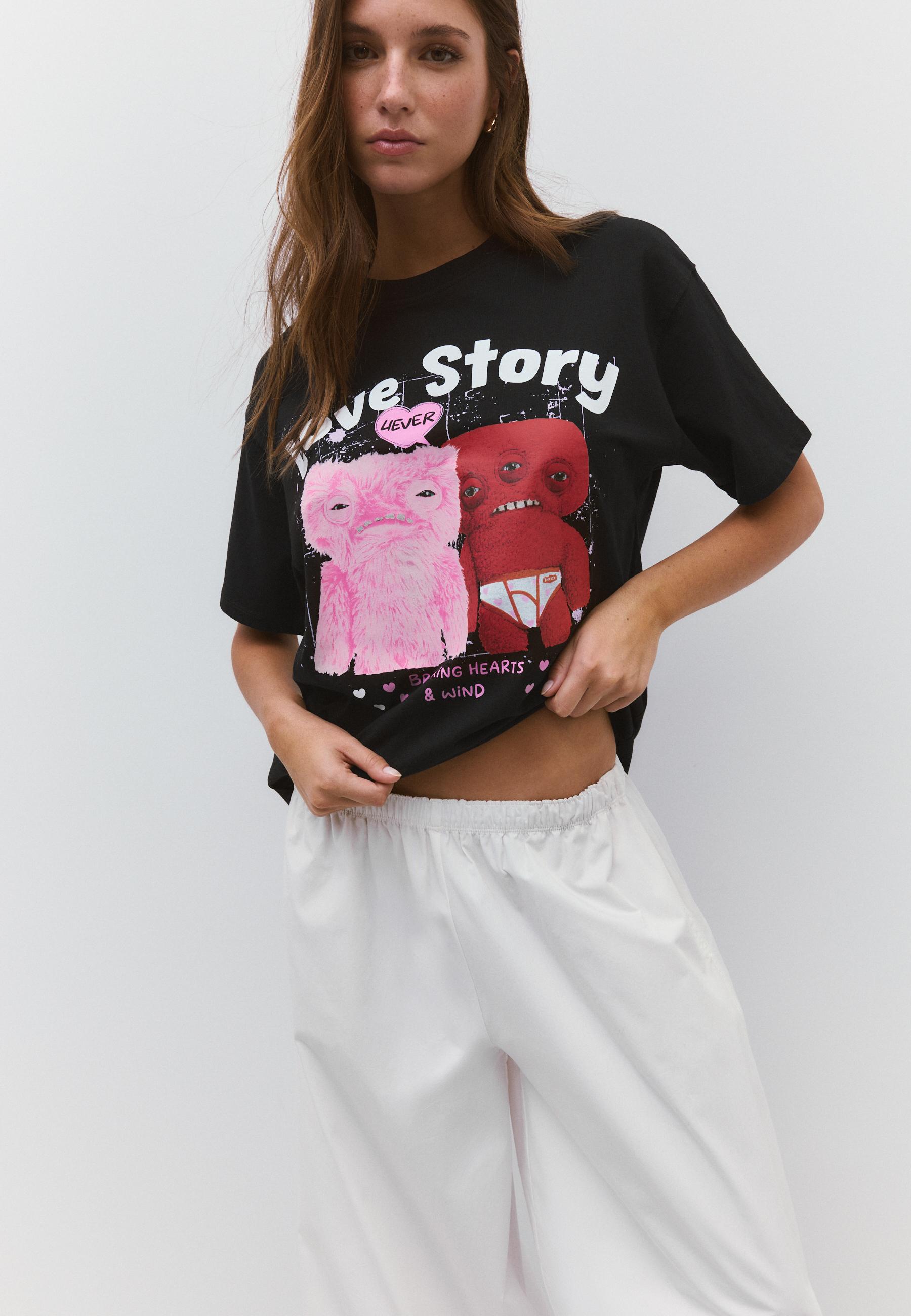 Oversize printed T-shirt — Black