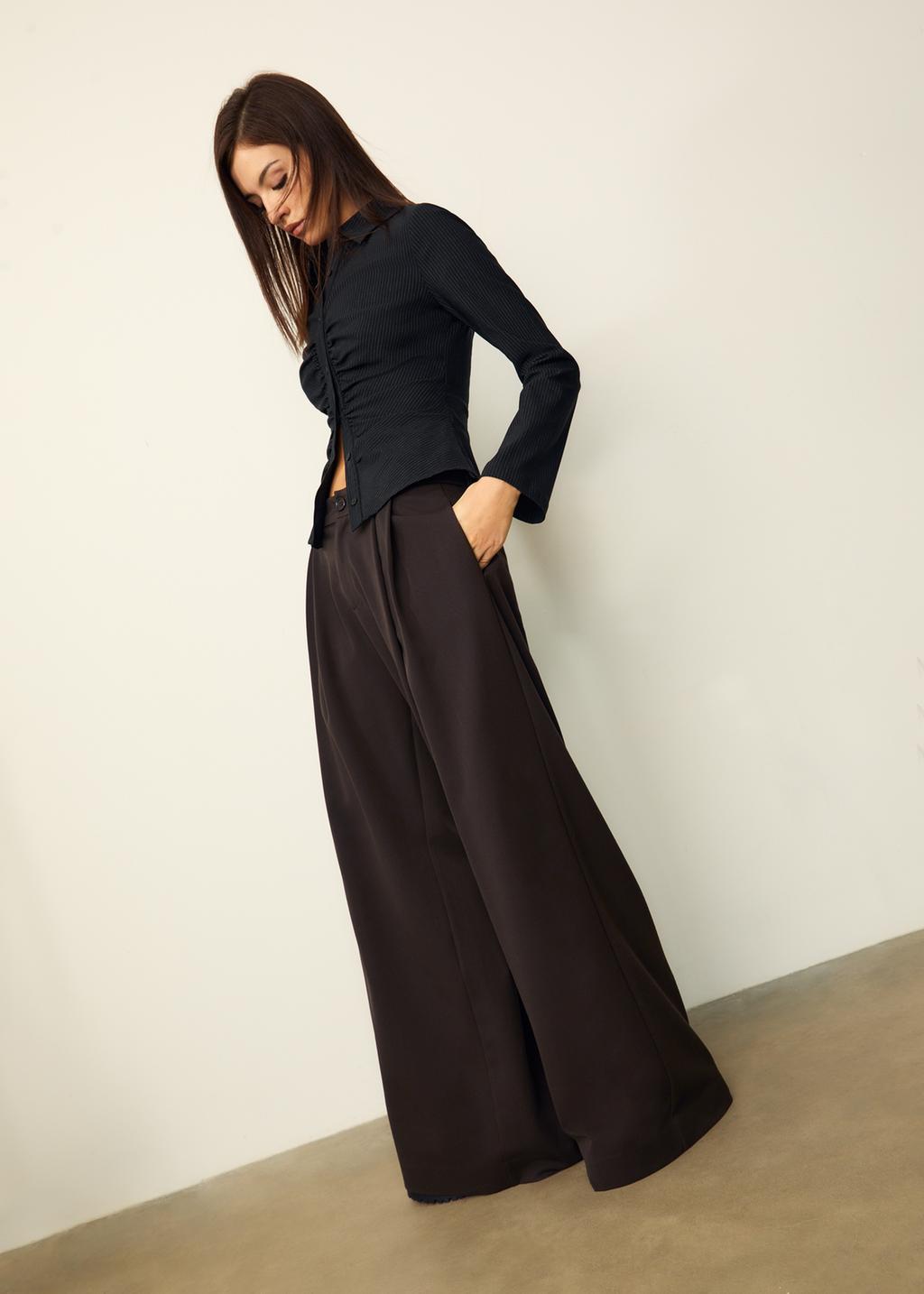 Pantalón vestir wide leg pinzas