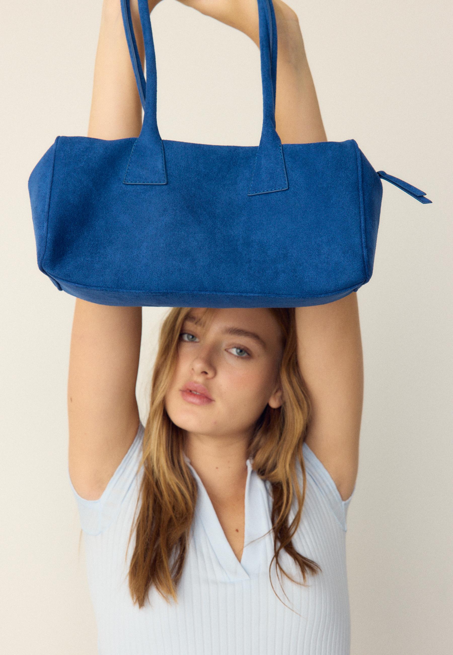 Faux suede bowling bag — Blue