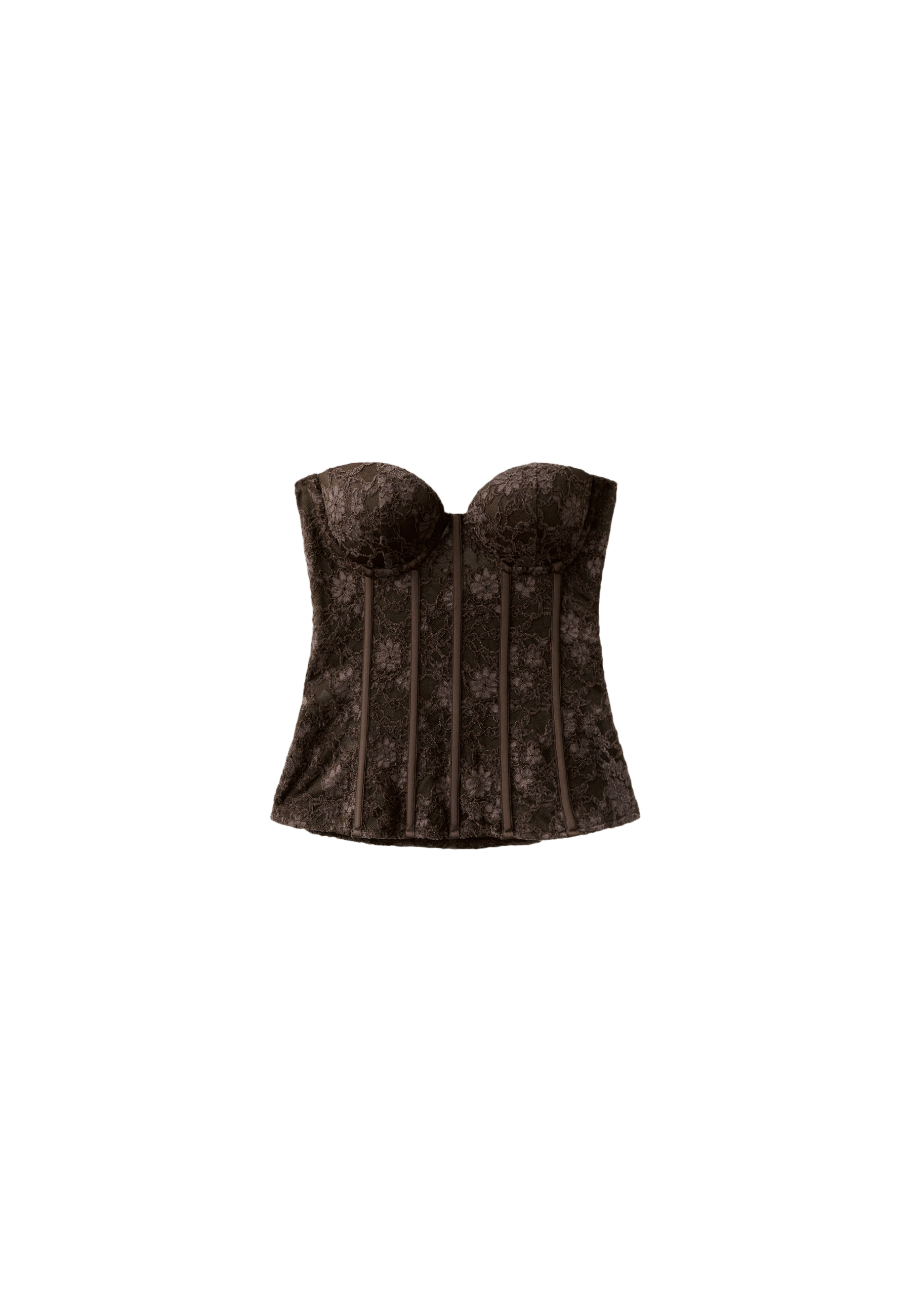Fitted lace corset — Brown
