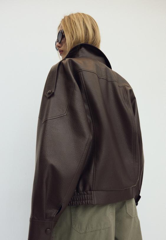 cazadora biker oversize efecto piel