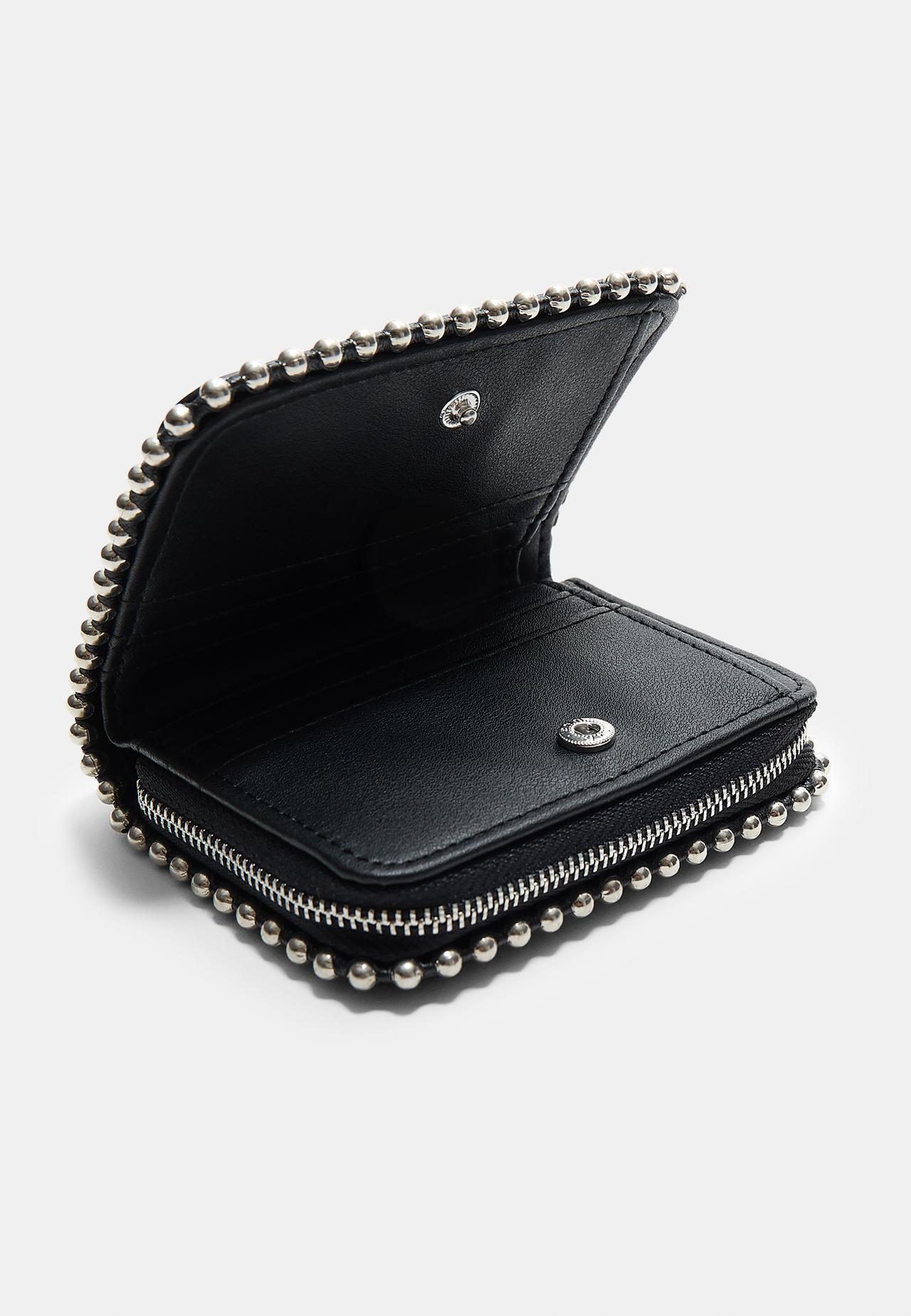 Compact beaded card holder purse — Black