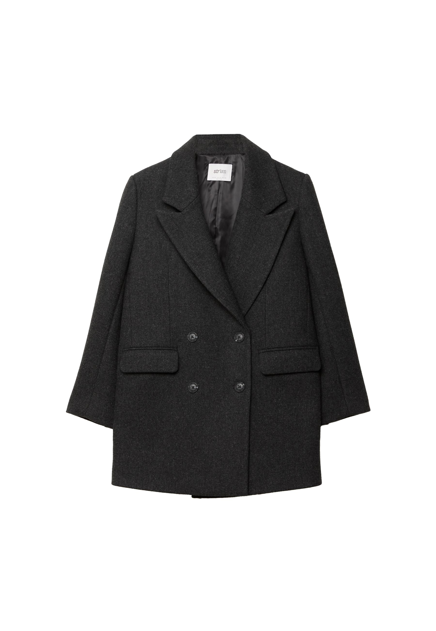 Regular fit herringbone coat — Grey