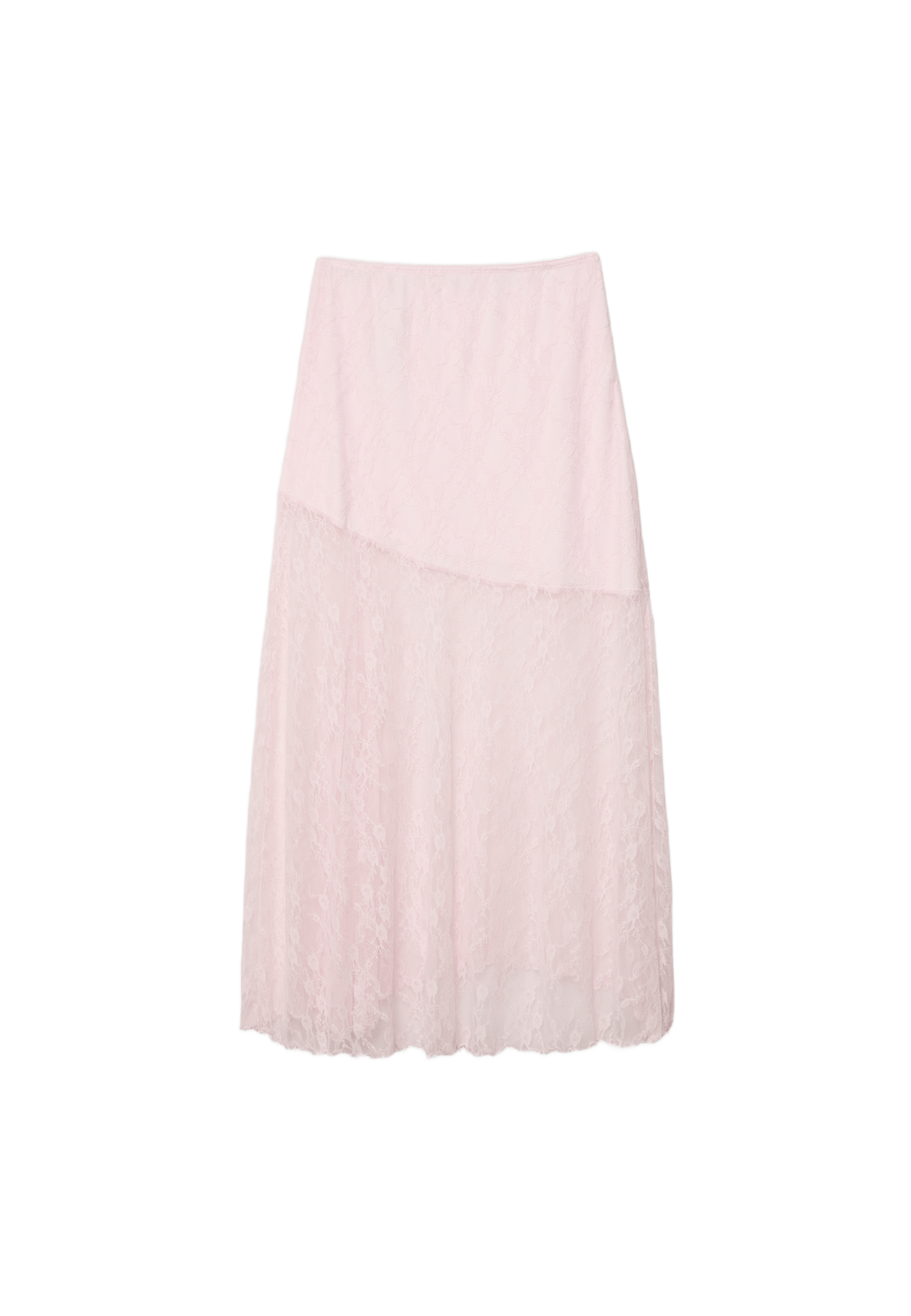 Long lace skirt — Pastel pink