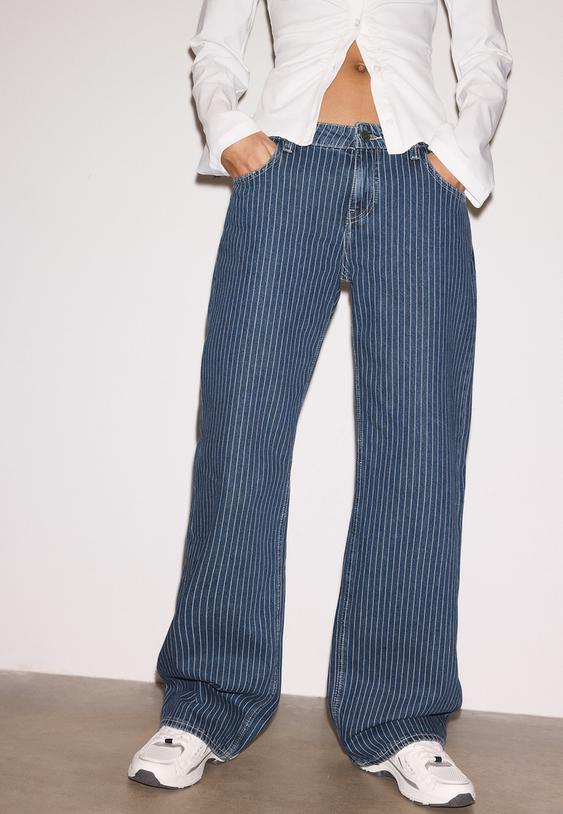 jeans baggy taille moyenne a rayures