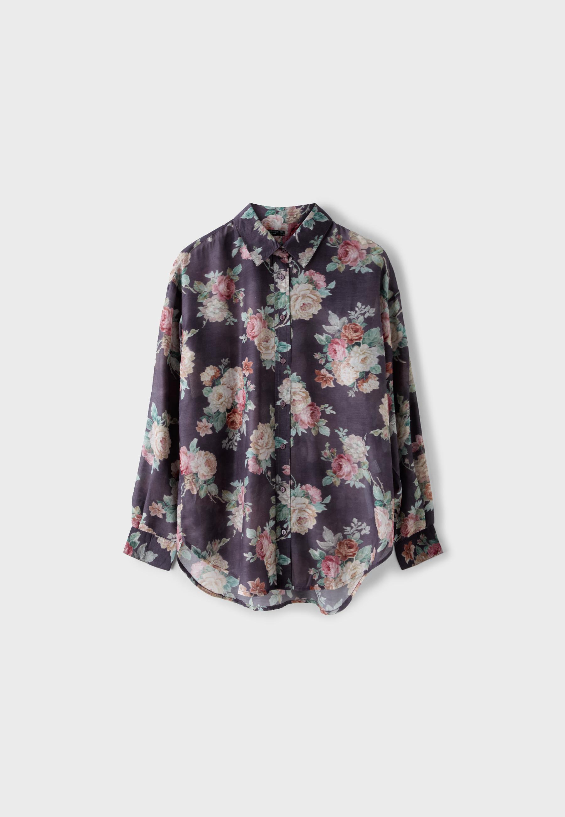 Floral print flowing shirt — Purple
