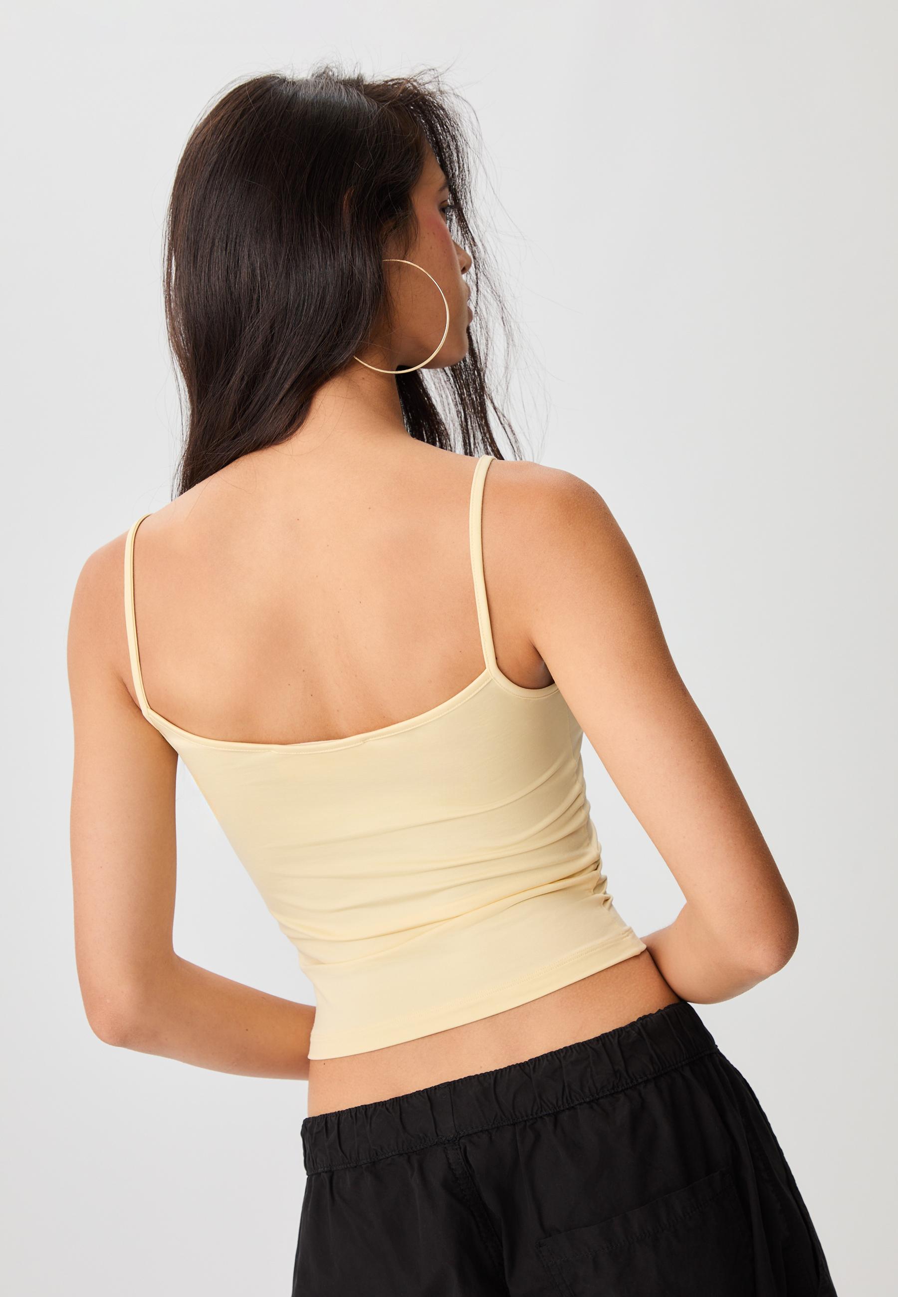 Strappy polyamide top — Pastel yellow