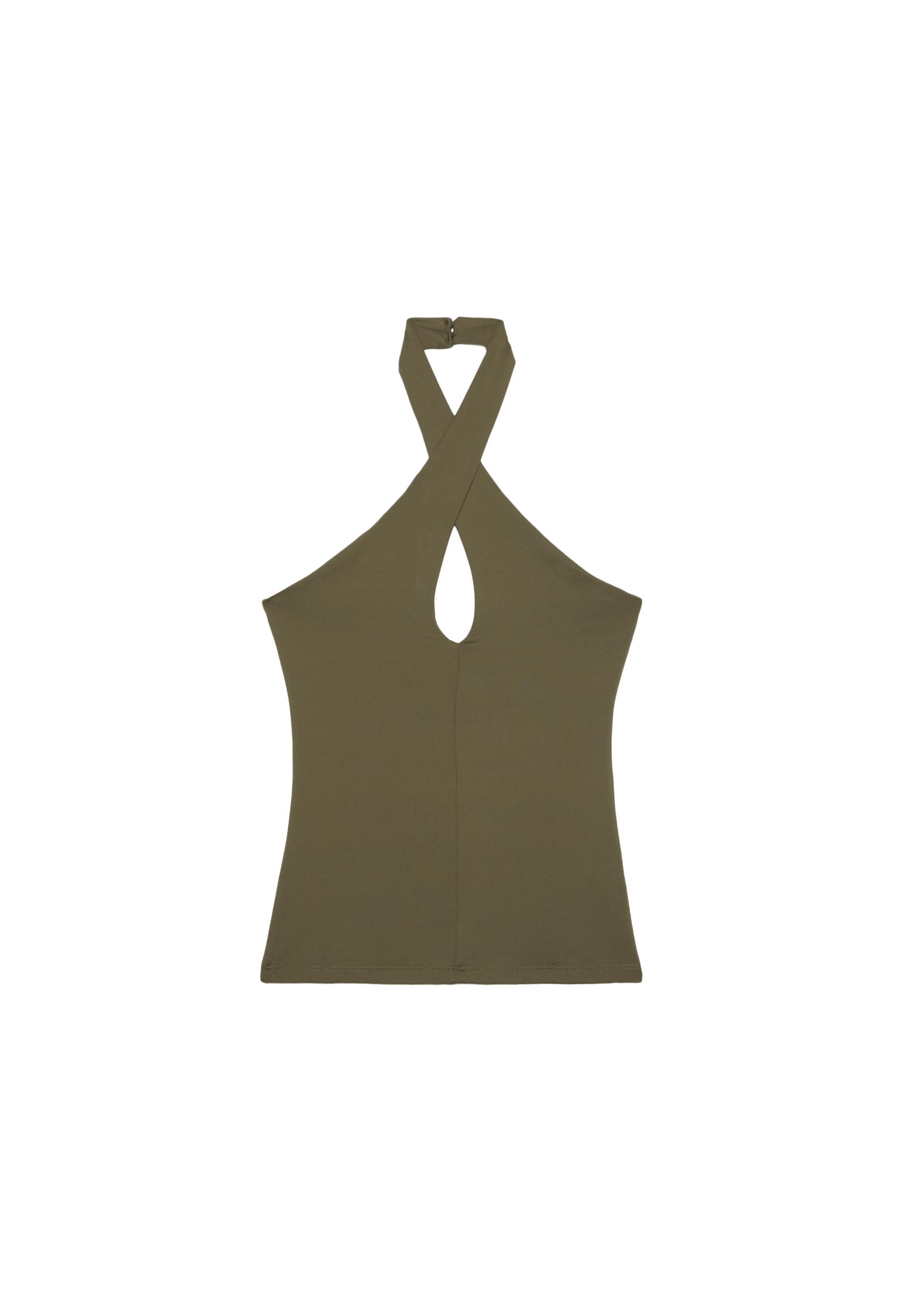 Halter cross-over top — Khaki