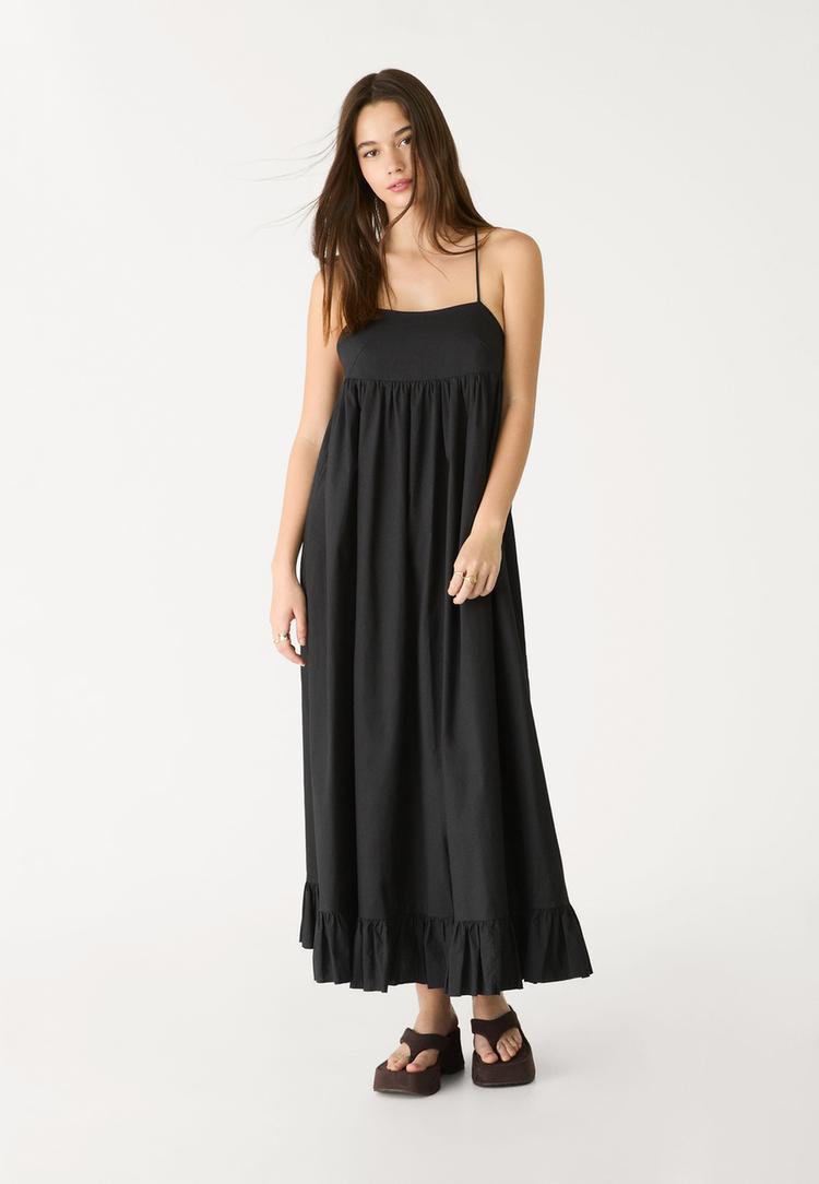 vestido largo popelin