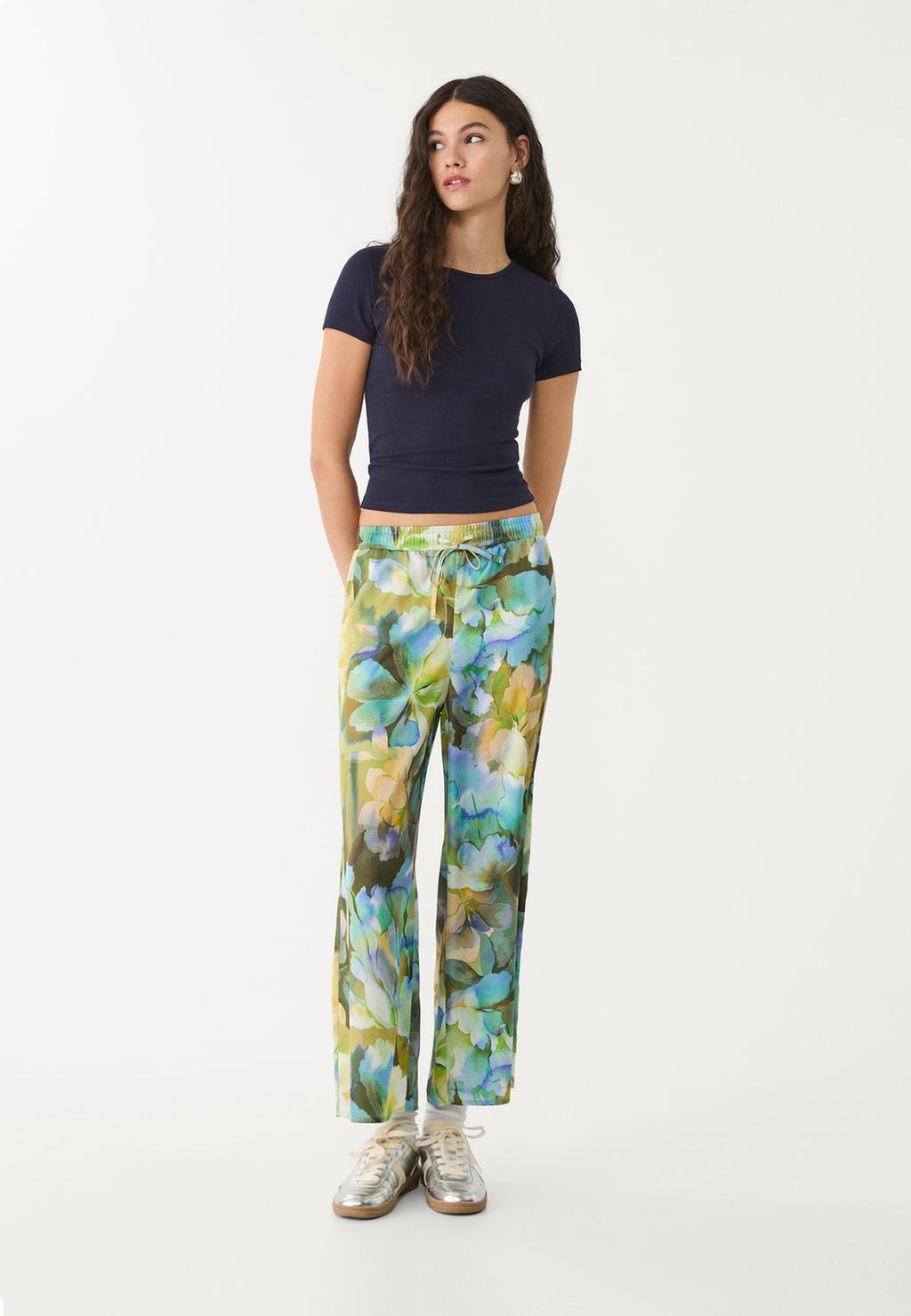 Satin printed culottes