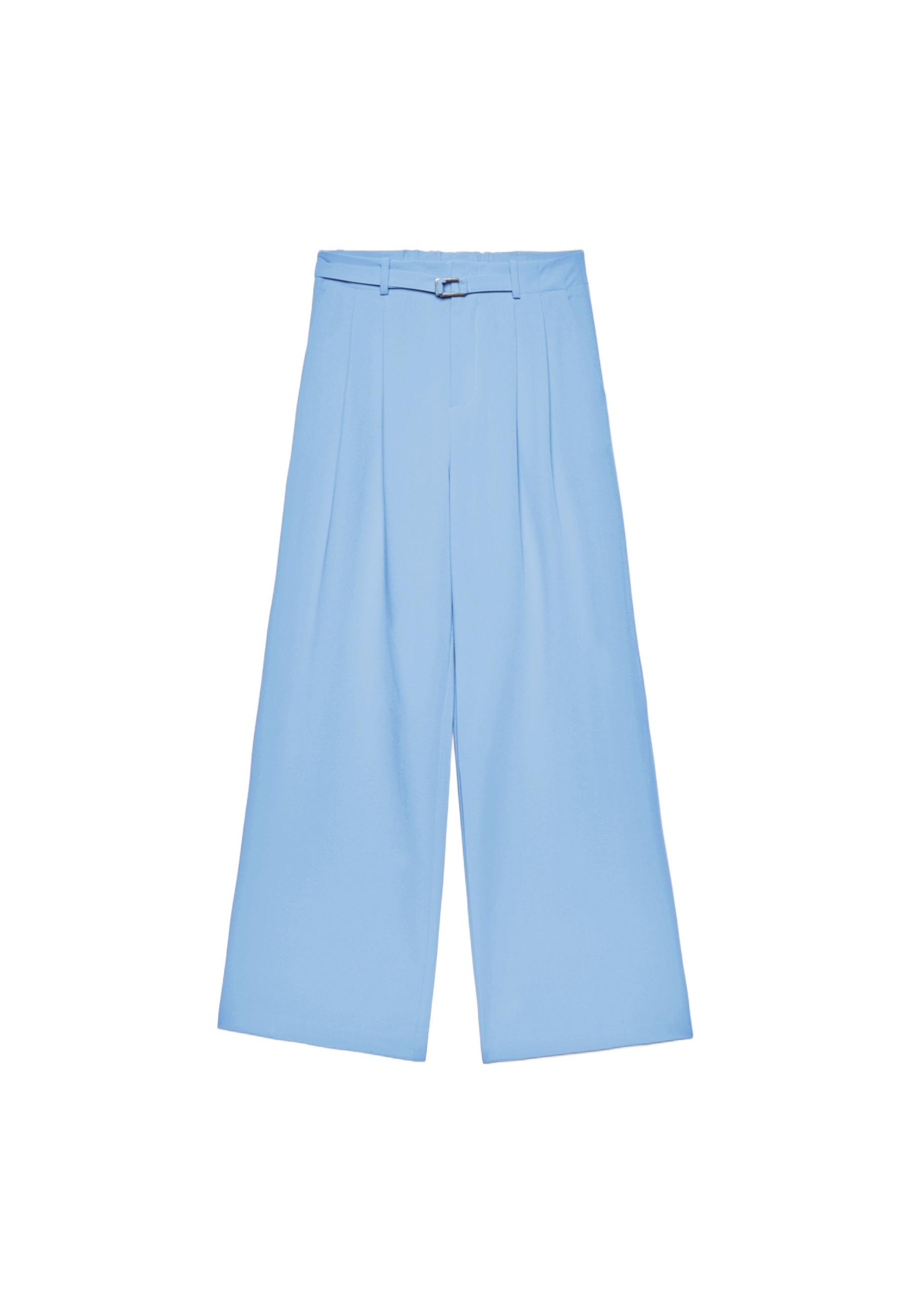 Wide-leg trousers with buckle detail — Sky blue