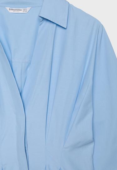 Fitted kimono sleeve shirt with pleats — Sky blue 7