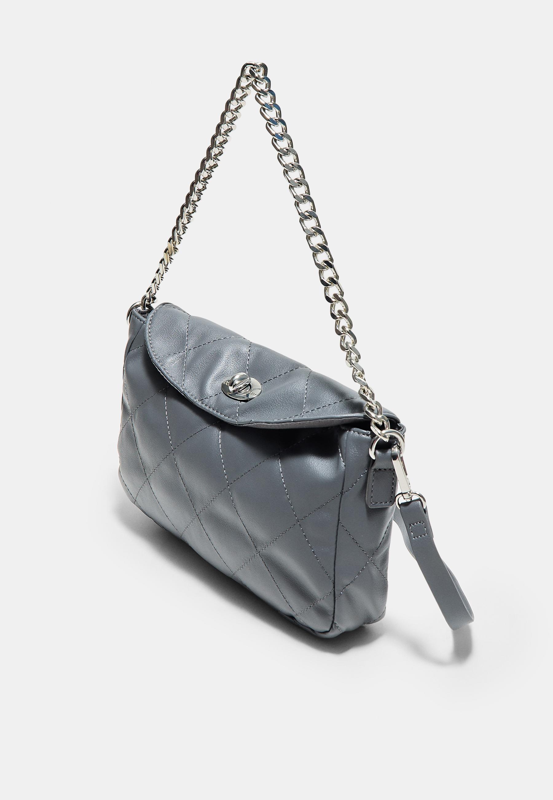 Quilted chain shoulder bag — Dark grey