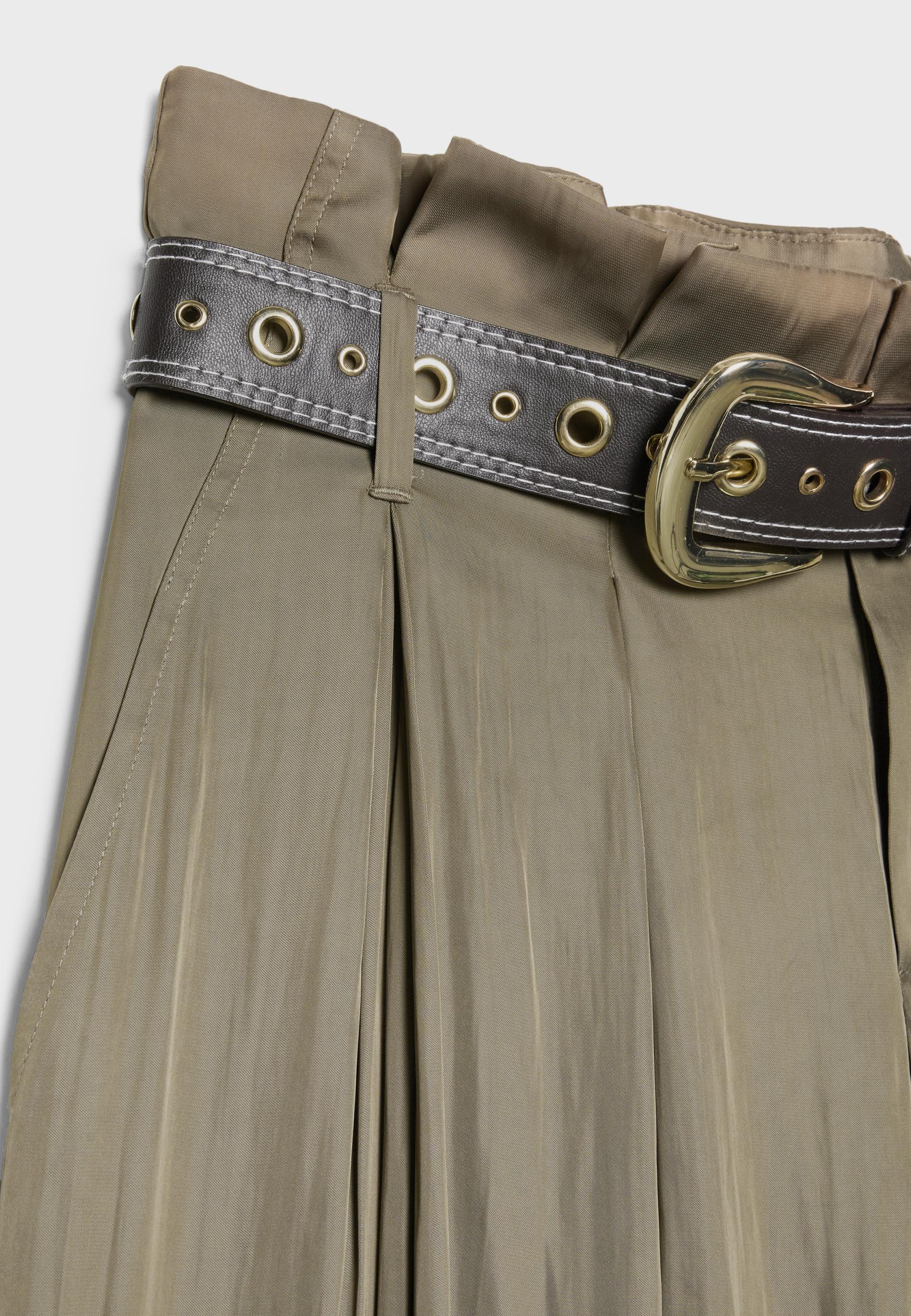 Satin sarouel trousers with belt — Brown