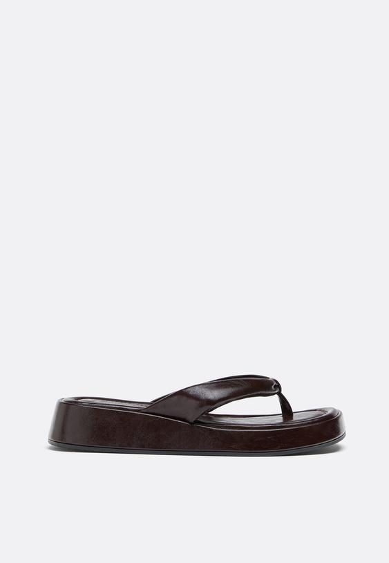 Stradivarius Platform Thong Sandals Brown 7