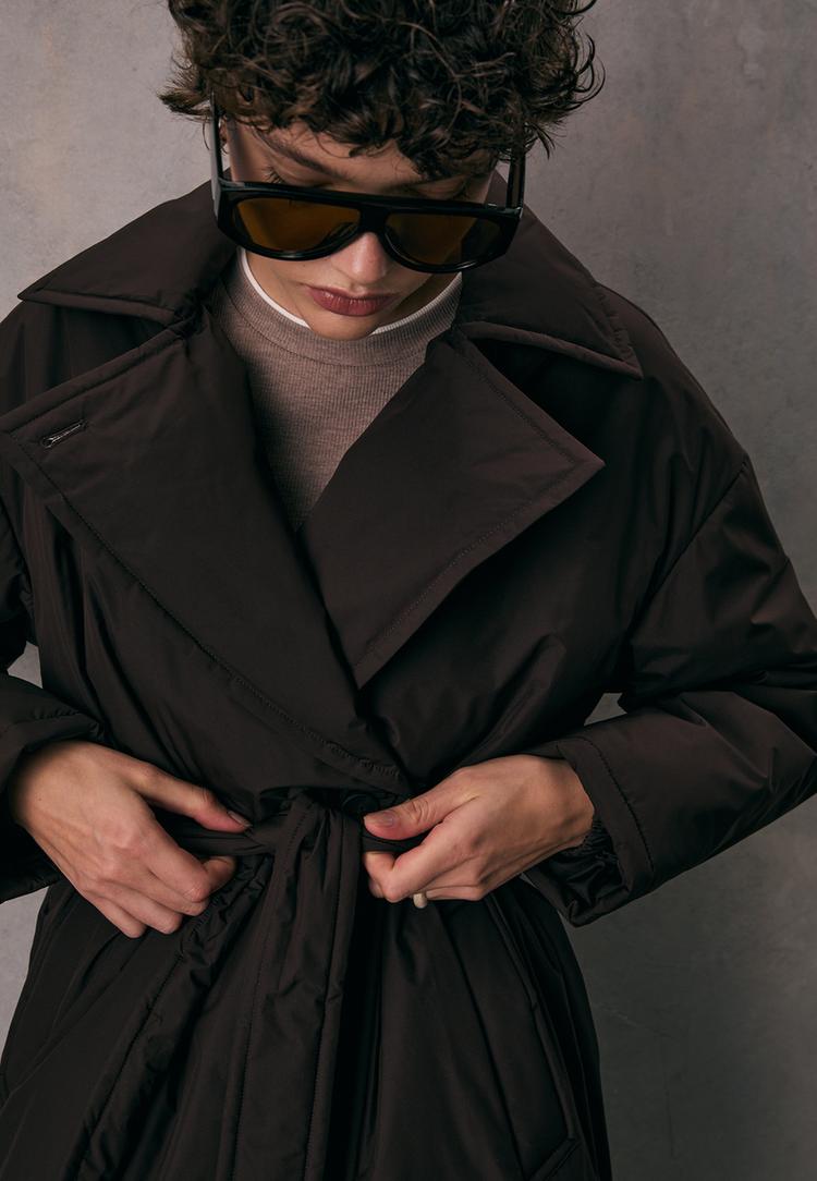 long quilted trench coat