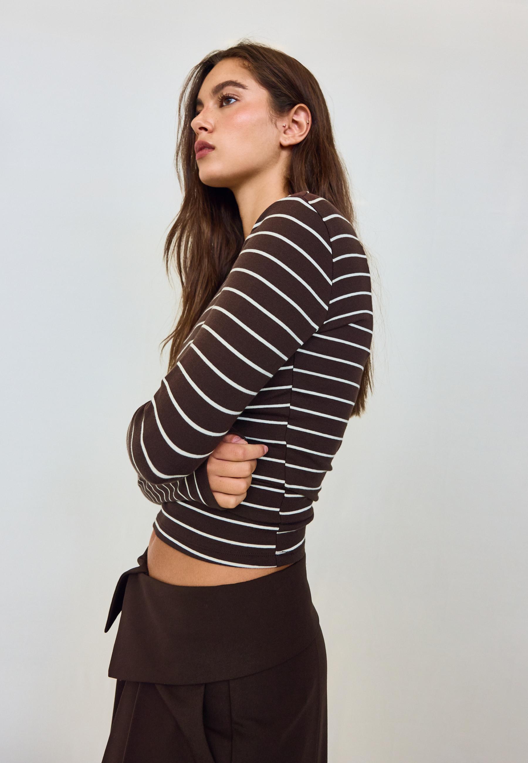 Basic long sleeve T-shirt — Brown