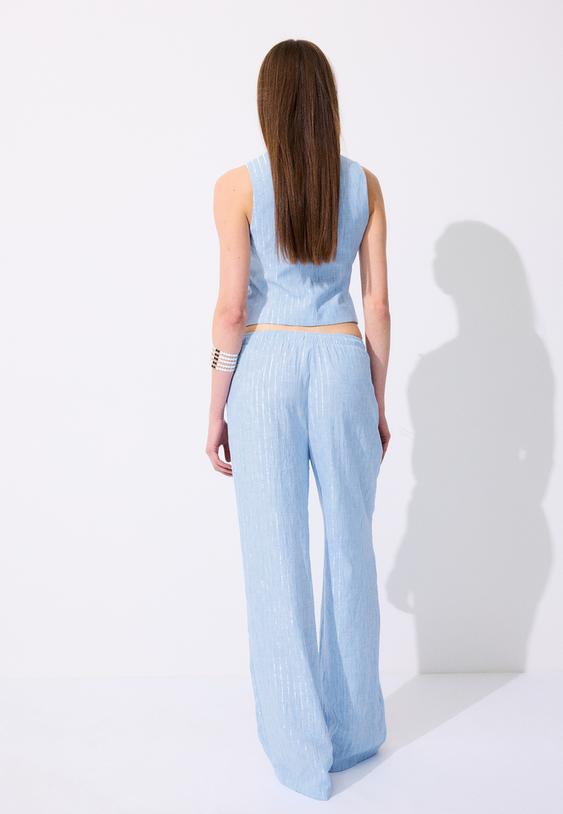 pantalon fluido efecto lino hilo metalizado