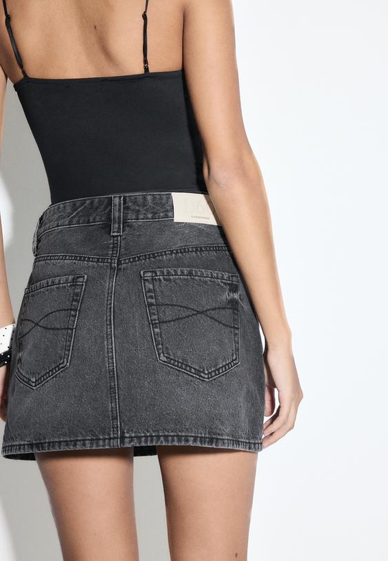 D60 Basic denim mini etek - Görsel 5