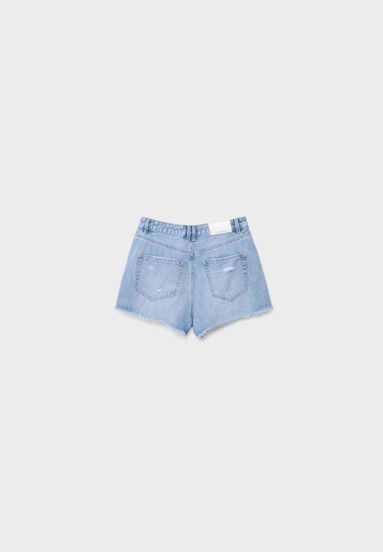 D75 Ripped denim shorts — MEDIUM LIGHT BLUE DENIM