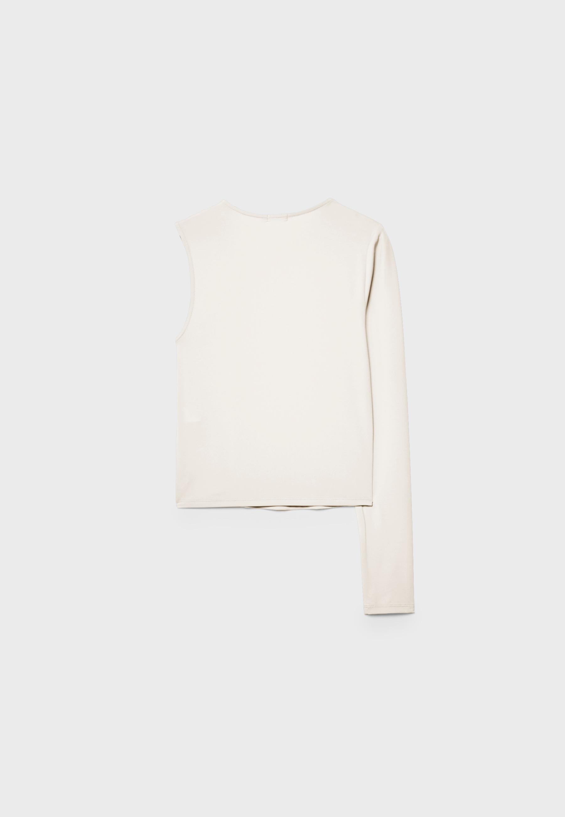 Asymmetric T-shirt with metal buckle — Ecru