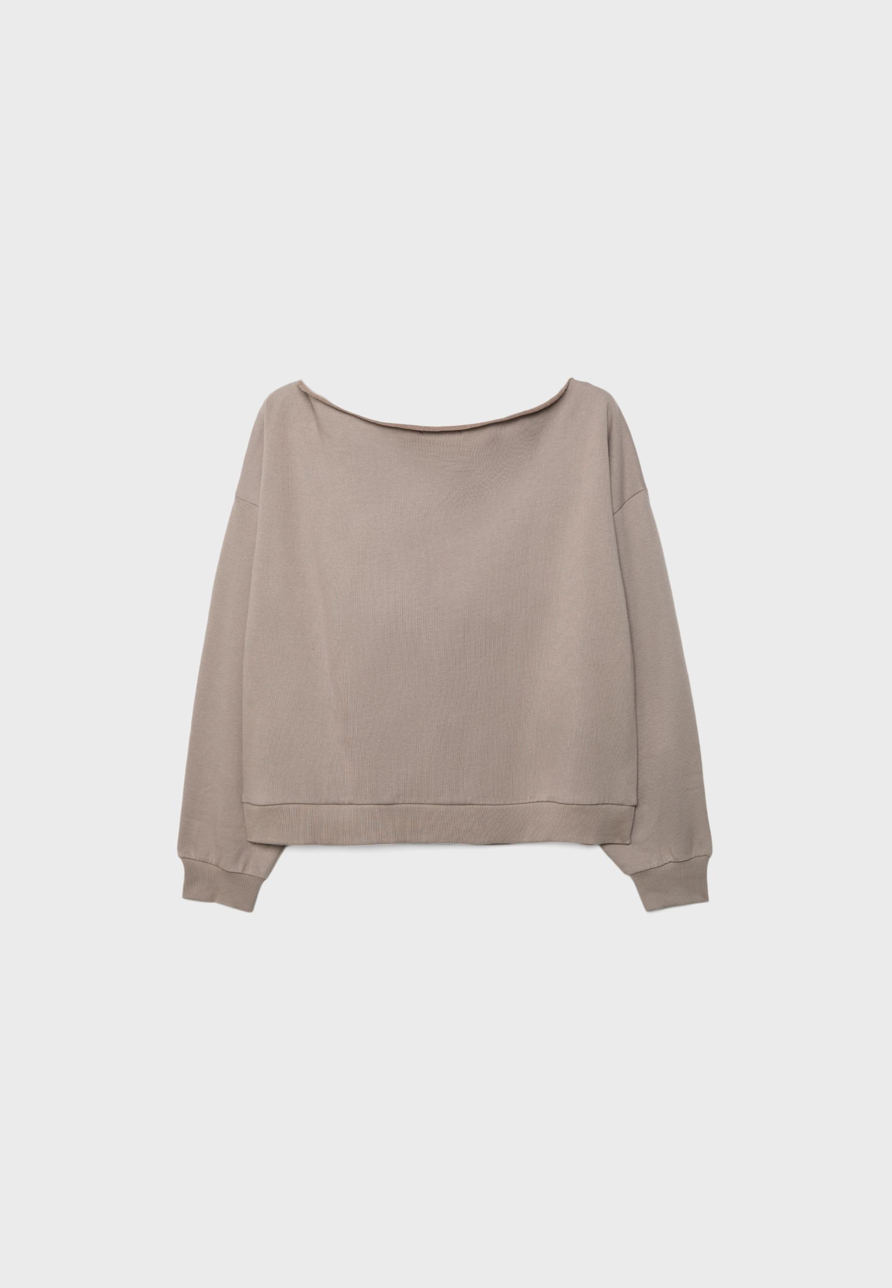 Basic off-the-shoulder sweatshirt — Beige