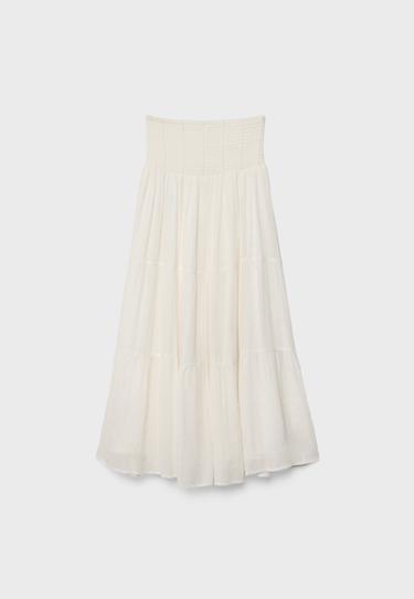 Metallic thread panelled skirt — Ecru 8