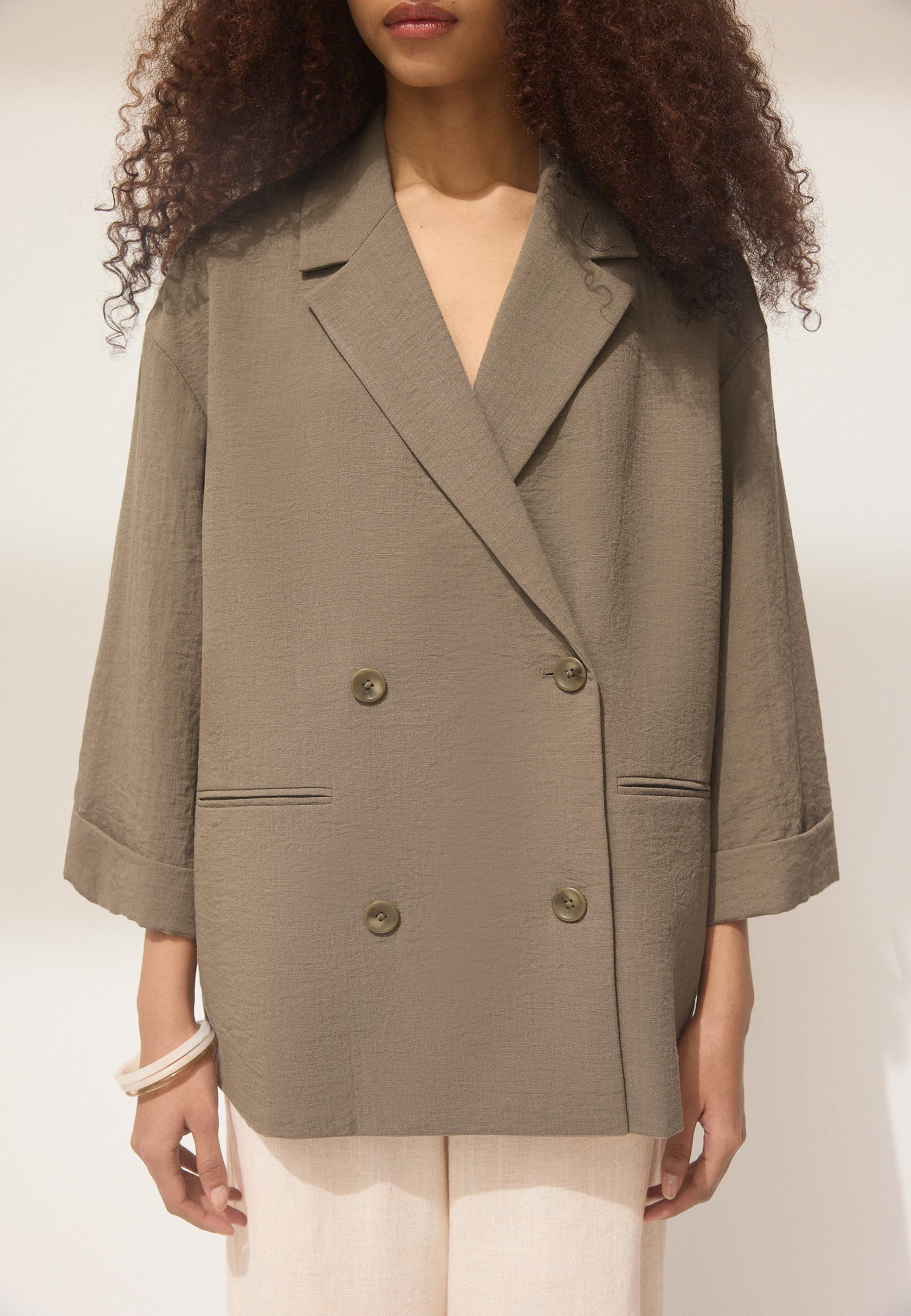 Flowing double-breasted blazer — Brown