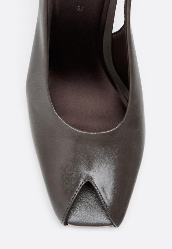 Stradivarius Εξώφτερνες Γόβες Peep Toe Γκρι 39