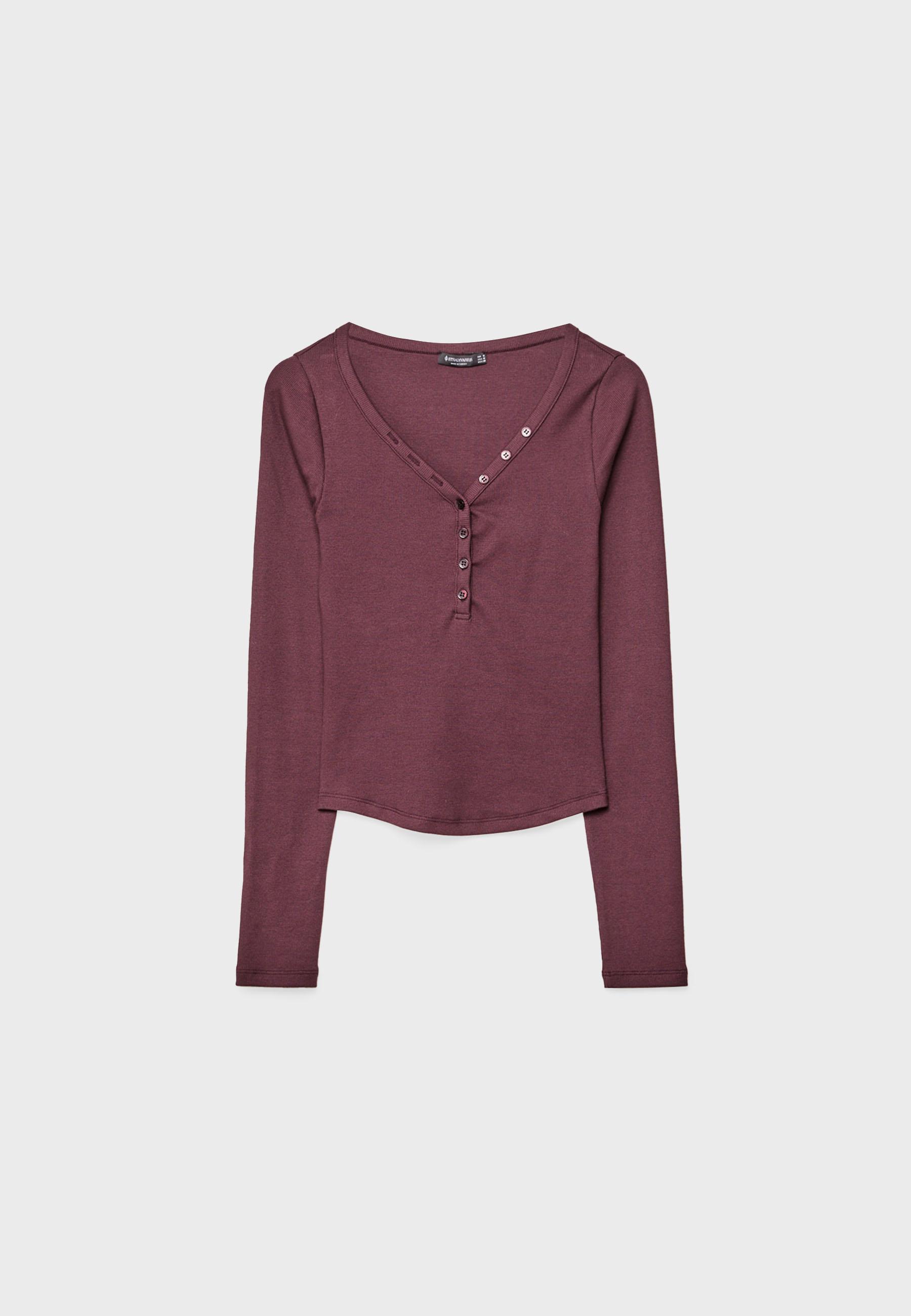 Blouse with buttons — Burgundy