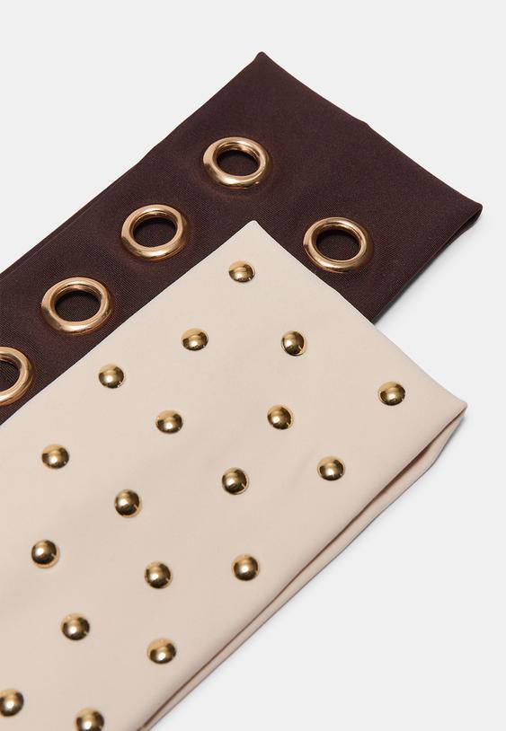 conjunto de 2 fitas de cabelo com tachas