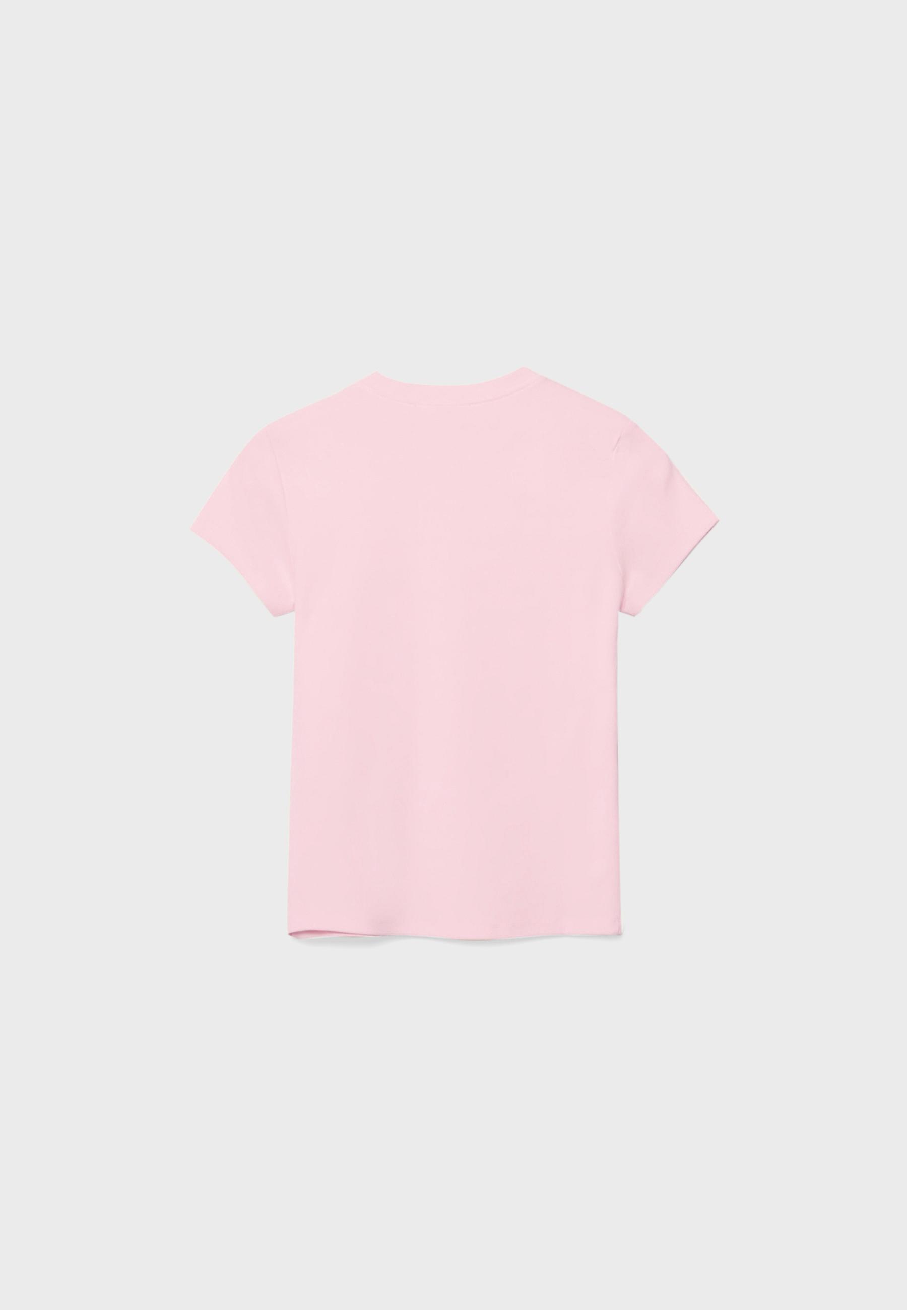 Basic round neck short sleeve T-shirt — Pastel pink