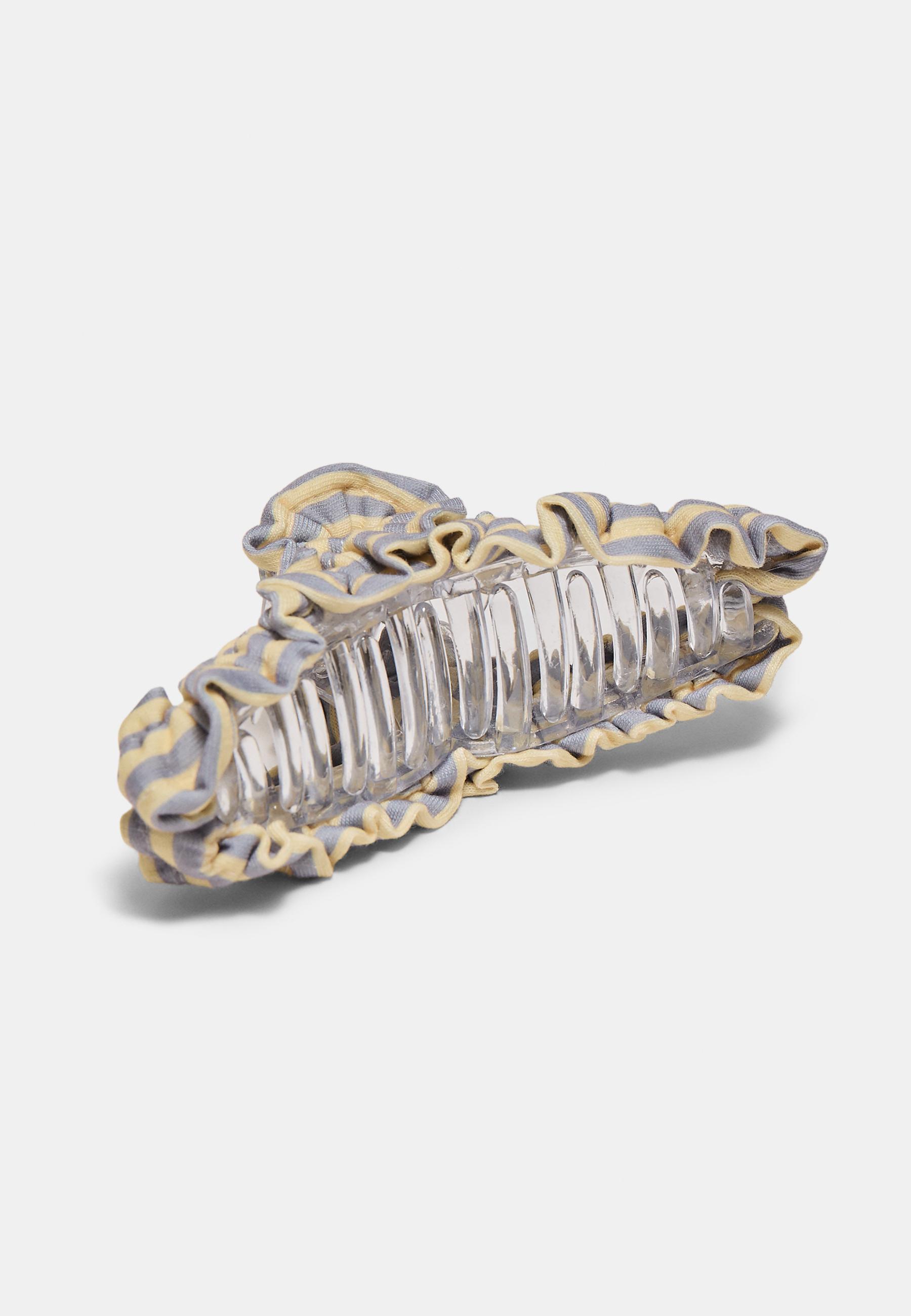 Striped woven hair clip — Yellow