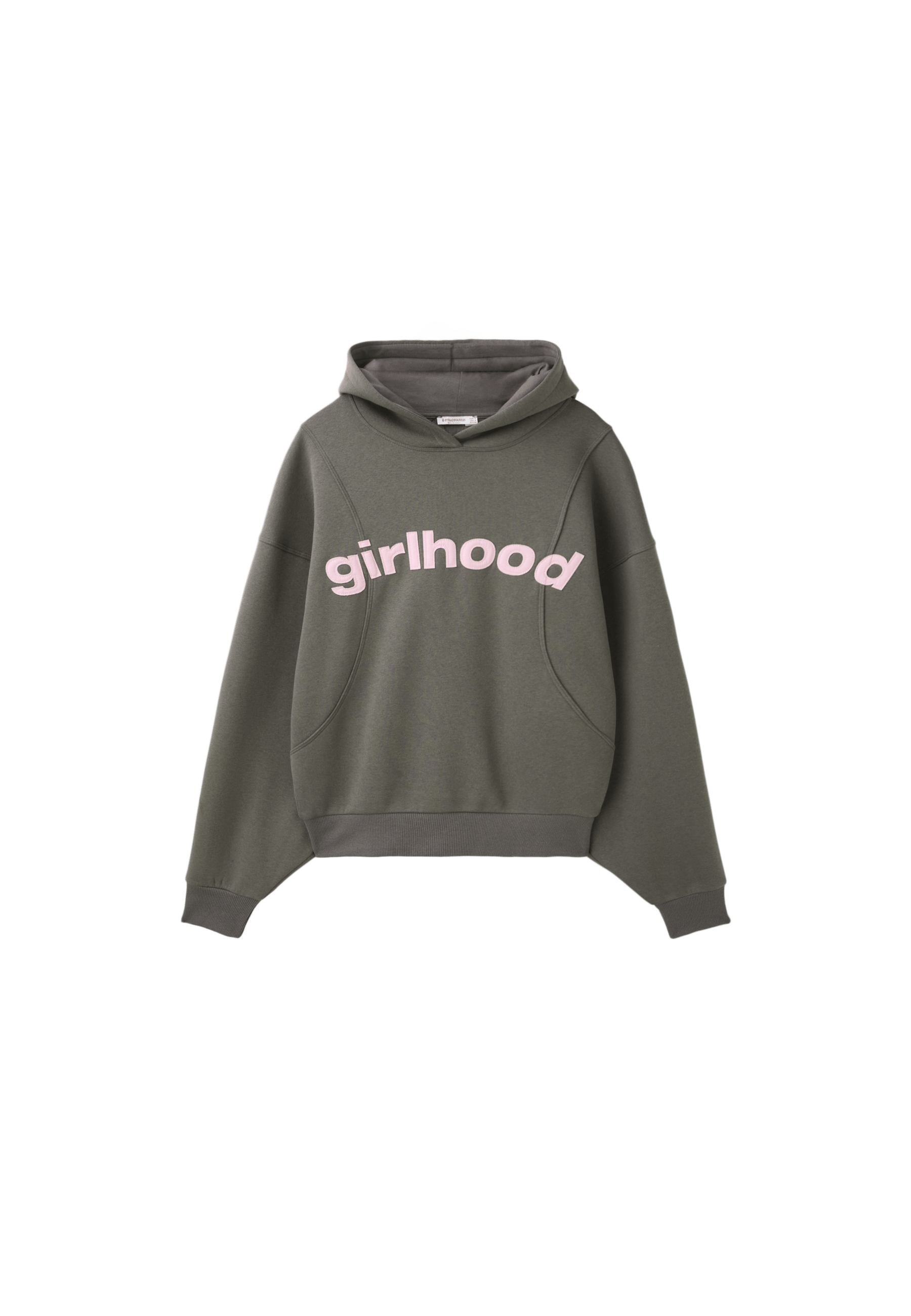 Printed text hoodie — Khaki