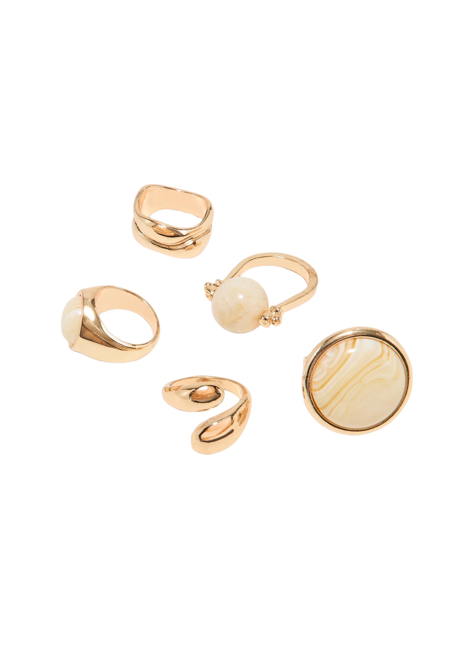 Set of 5 beaded rings — Gold