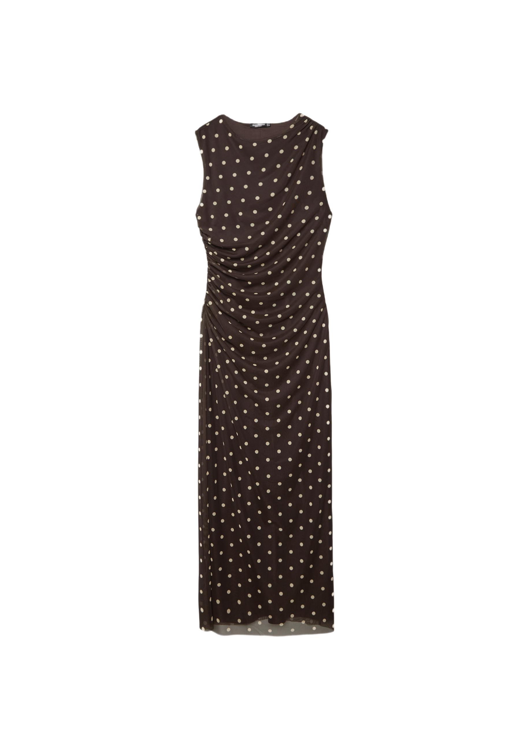 Polka dot print midi dress — Brown