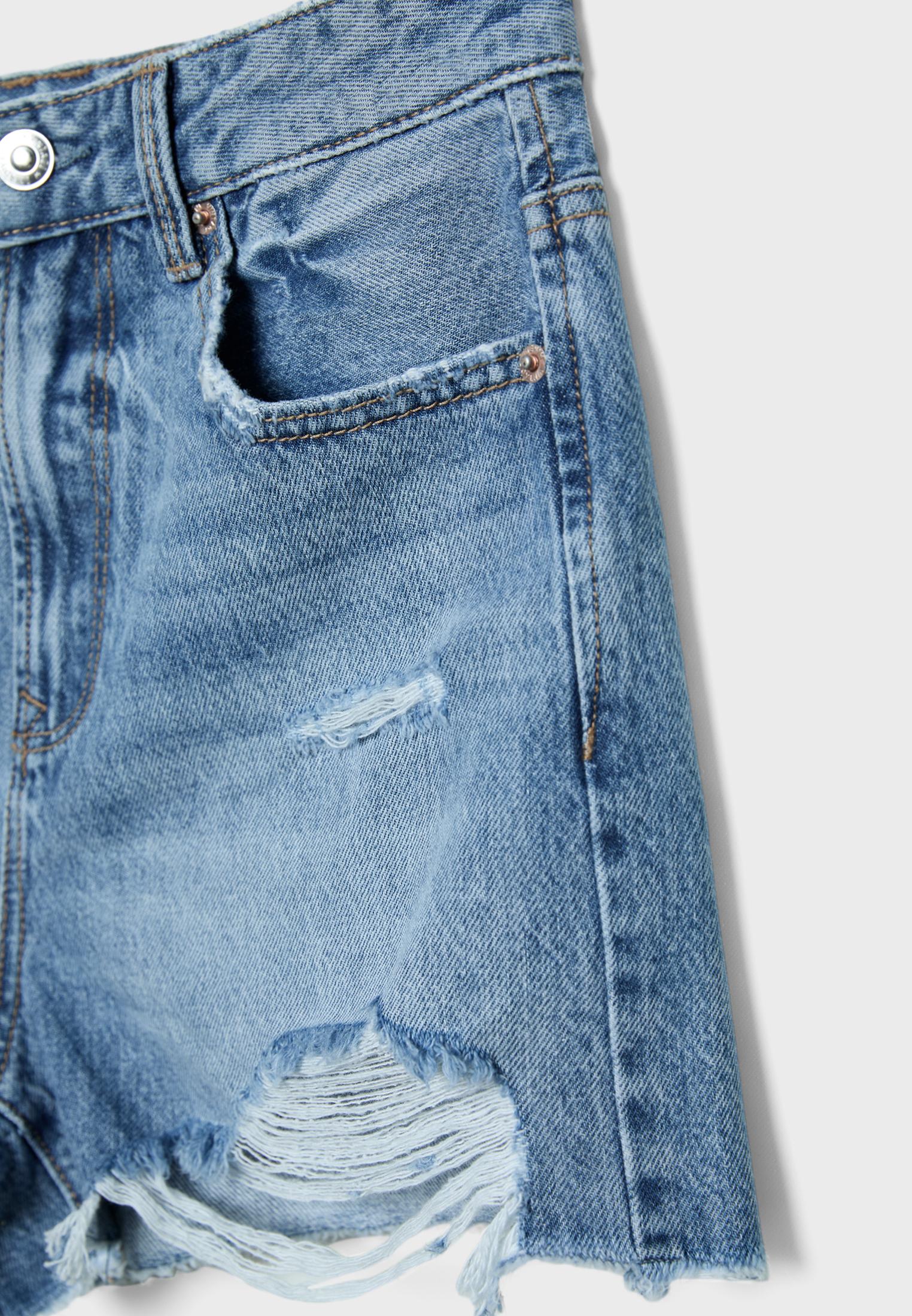 D75 Ripped denim shorts — MEDIUM BLUE DENIM