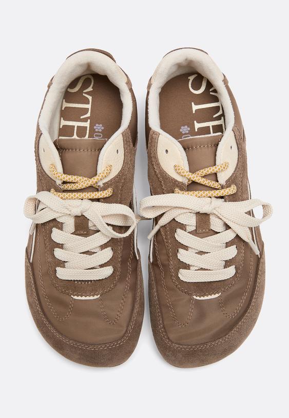 Stradivarius S009 Leather Detail Barefoot Trainers Brown 6