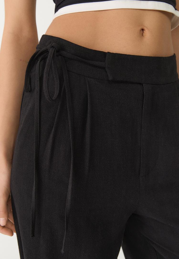 pantalon fluido lazo con lino