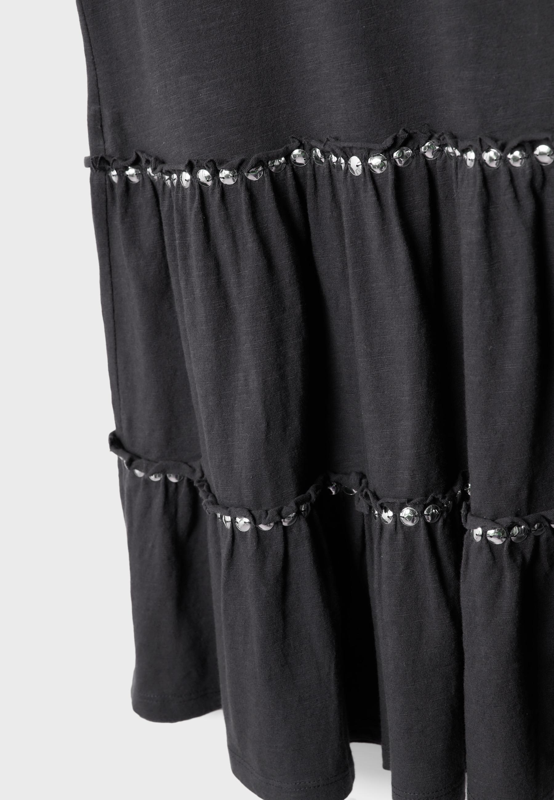 Ruffled dress with studs — Dark grey