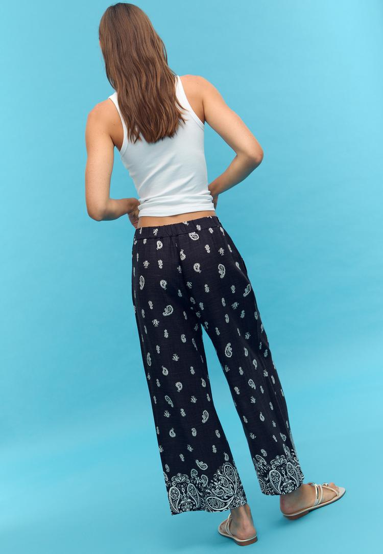 culottebroek met print en linnen