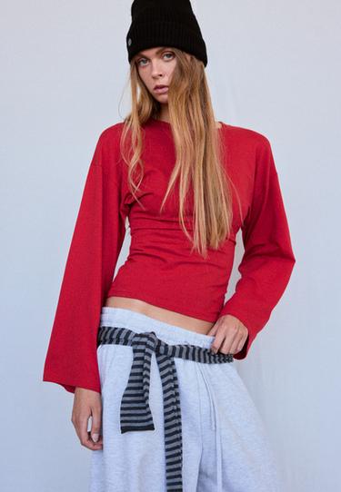 B11 Japanese long sleeve fitted waist T-shirt — Dark red 3