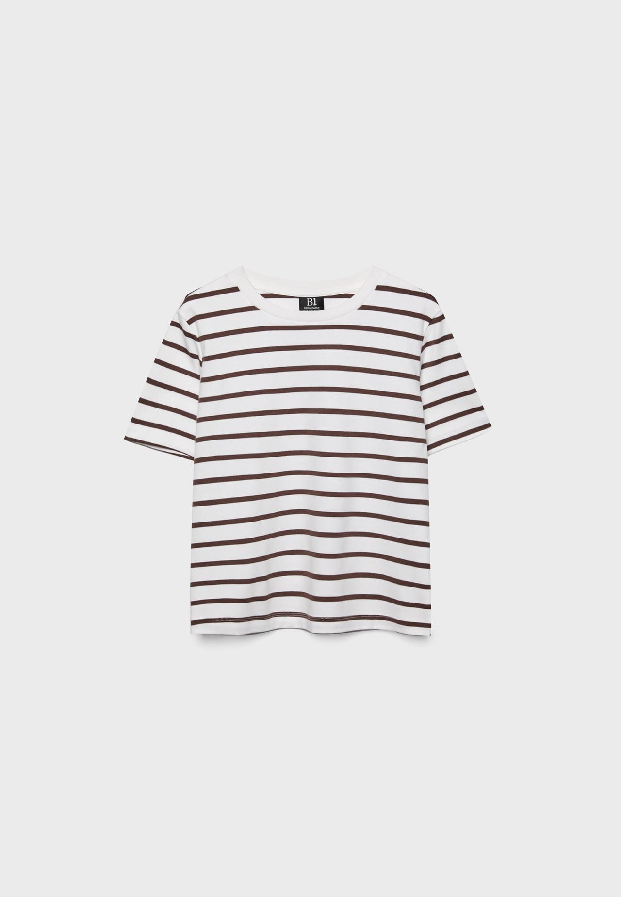 B01 Basic regular fit heavy weight striped T-shirt — Brown