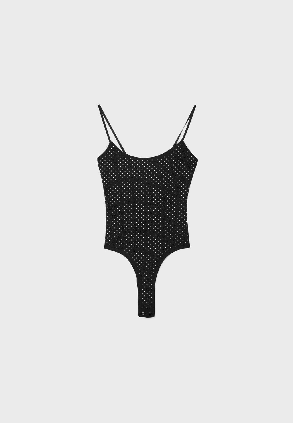 Strappy bodysuit with rhinestones