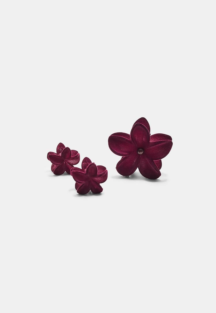 set of 3 floral hair clips